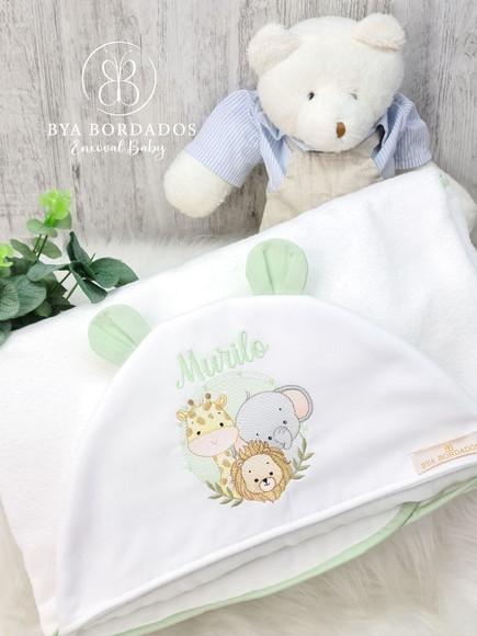 Kit Enxoval Bebê Maternidade Personalizado Bordado Safari