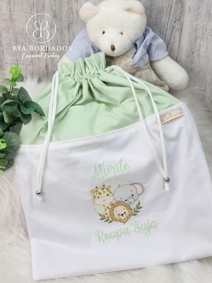 Kit Enxoval Bebê Maternidade Personalizado Bordado Safari