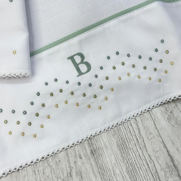 Kit Enxoval Bebê Monograma Folhagem e Poá