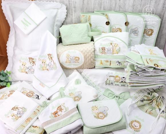 Kit Enxoval Bebê Personalizado Bordado Safari