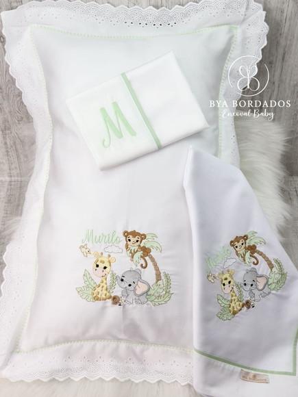 Kit Enxoval Bebê Personalizado Bordado Safari