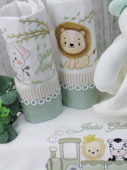 Kit Enxoval Bebê Personalizado Bordado Safari
