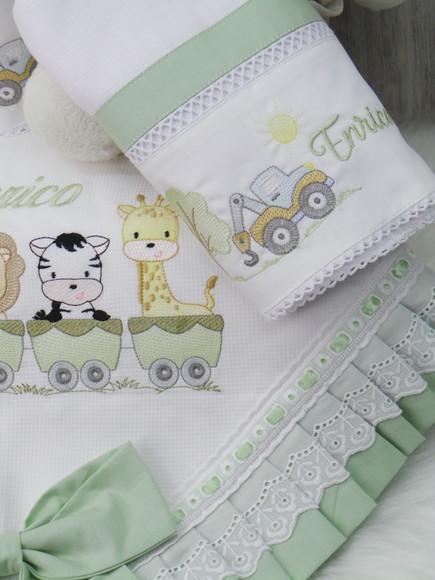 Kit Enxoval Bebê Personalizado Bordado Safari