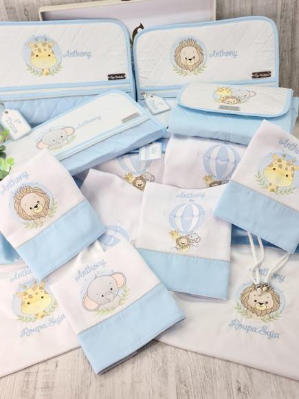 Kit Enxoval Bebê Personalizado Bordado Safari