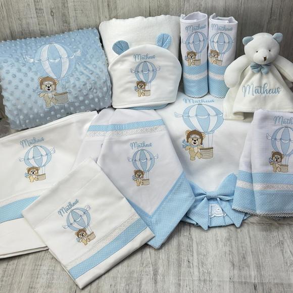 Kit Enxoval Bebê Personalizado Bordado Urso Baloeiro