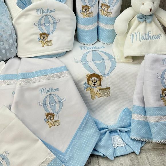 Kit Enxoval Bebê Personalizado Bordado Urso Baloeiro