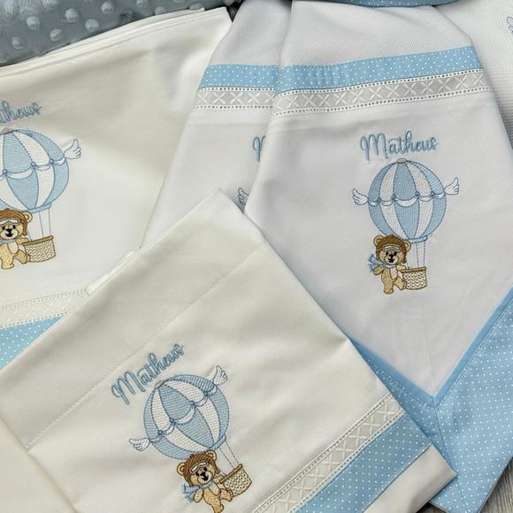 Kit Enxoval Bebê Personalizado Bordado Urso Baloeiro