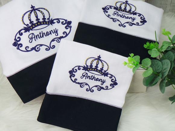 Kit enxoval bebê personalizado coroa