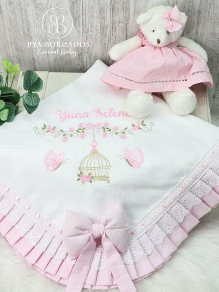 Kit Enxoval Bordado Jardim das Borboletas