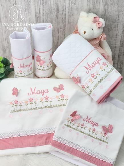 Kit Enxoval Personalizado Jardim Borboletas em 3d