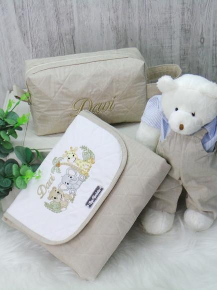 Kit Enxoval Safari Bordado e Personalizado