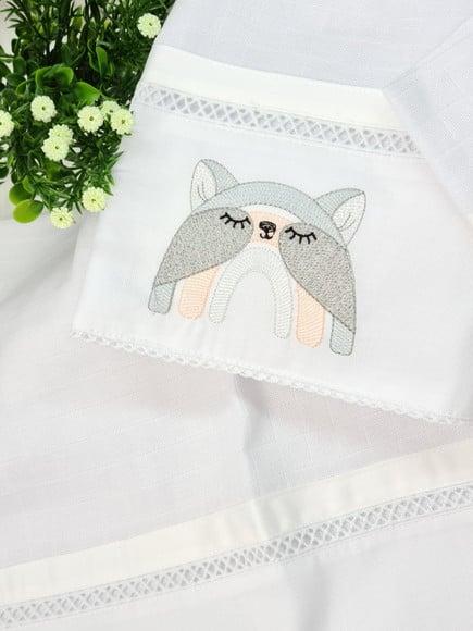 Kit Fralda Bebê Bordado Boho Arco Íris