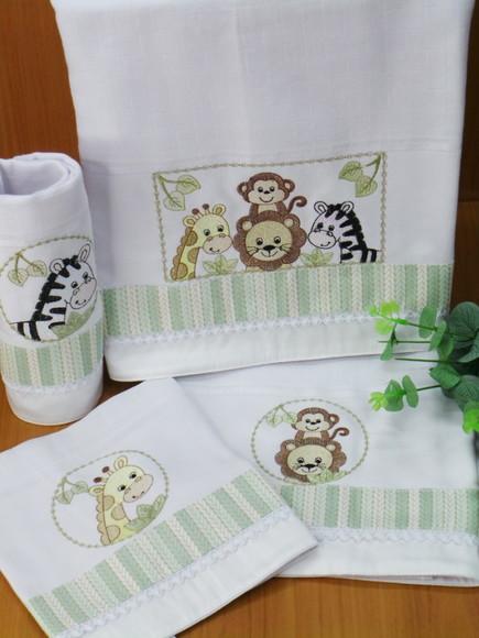 Kit Fralda Bebê Personalizada Safari