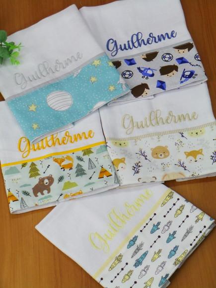 Kit Fralda Boca Bebê Personalizada Bichinhos da Floresta