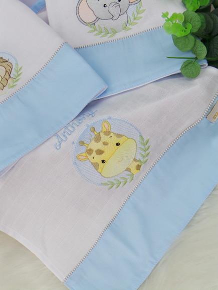 Kit Fraldas Bebê Bordada Personalizada Safari