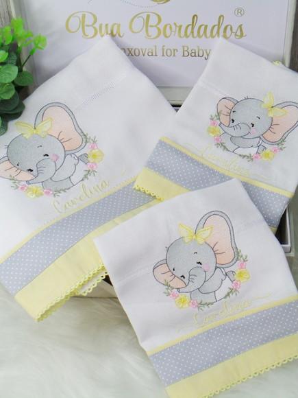 Kit Fraldas Bebê Personalizada Elefantinha