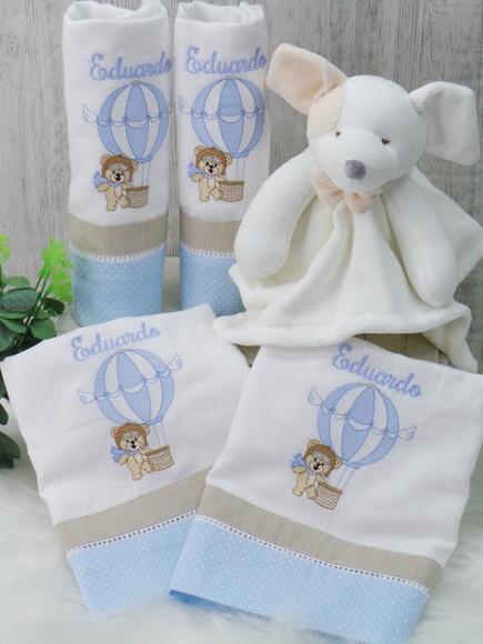 Kit Fraldas Bebê Personalizada Urso Balão