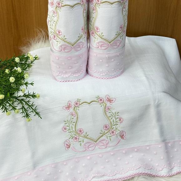 Kit Fraldas Bordado Brasão Floral