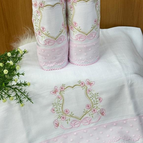 Kit Fraldas Bordado Brasão Floral