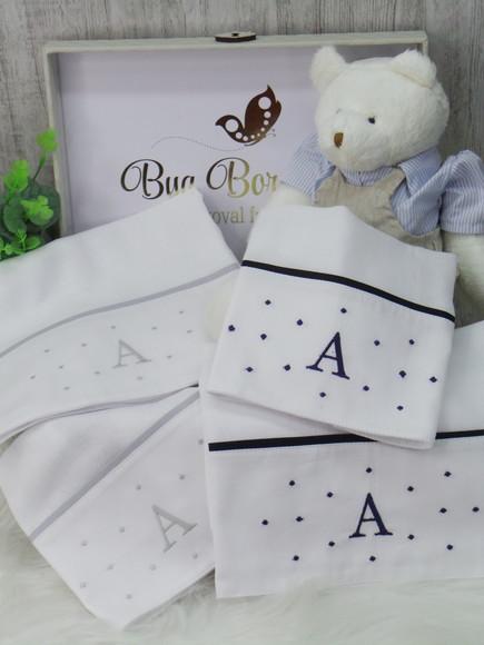 Kit Fraldas Bordado Poá Personalizada