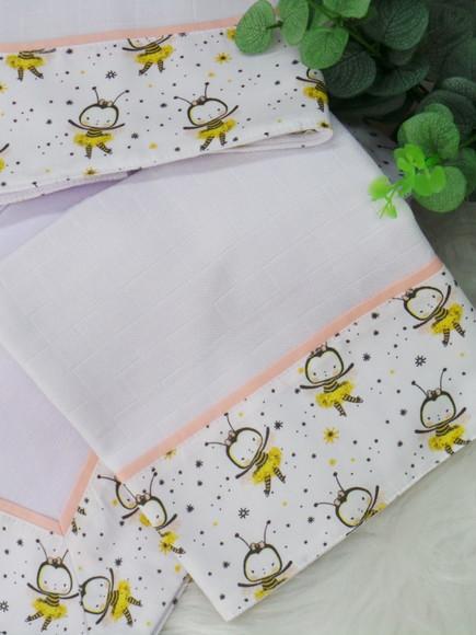 Kit Fraldas e Cueiro Bebê Abelhinha Incluso Nome do Bebê