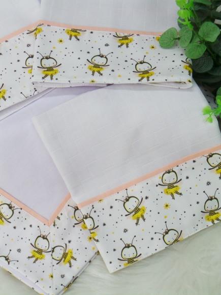 Kit Fraldas e Cueiro Bebê Abelhinha Incluso Nome do Bebê