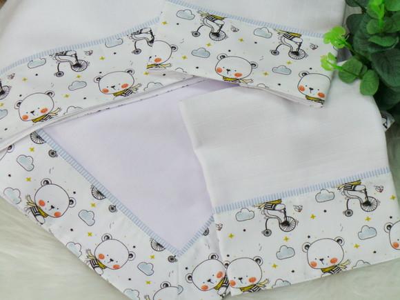 Kit Fraldas e Cueiro Bebê Ursinho Incluso Nome do Bebê
