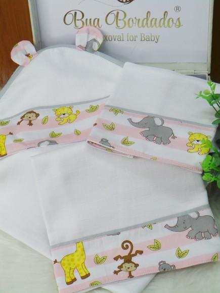 Kit Fraldas e Cueiro Safari Incluso Nome do Bebê