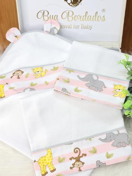 Kit Fraldas e Cueiro Safari Incluso Nome do Bebê