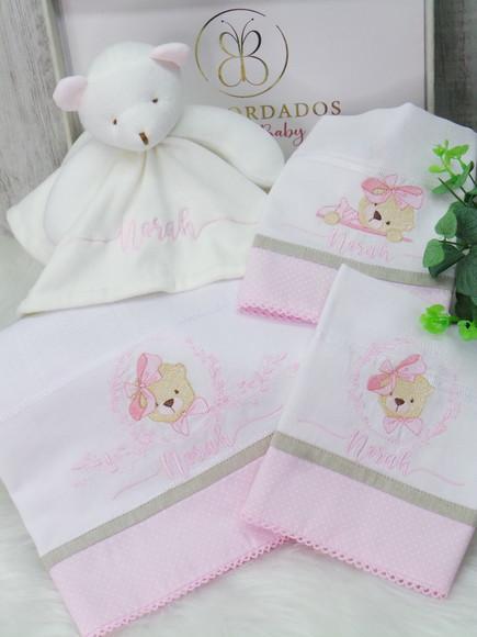 Kit Fraldas e Naninha Ursinha Personalizada