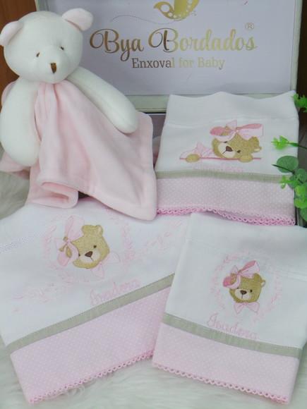 Kit Fraldas e Naninha Ursinha Personalizada