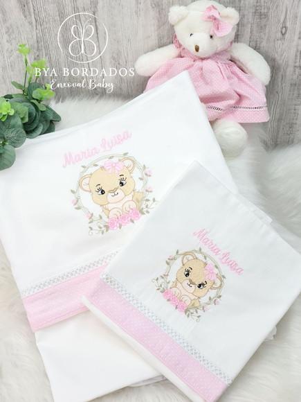 Kit Lençol Berço Safari Menina 03 Peças