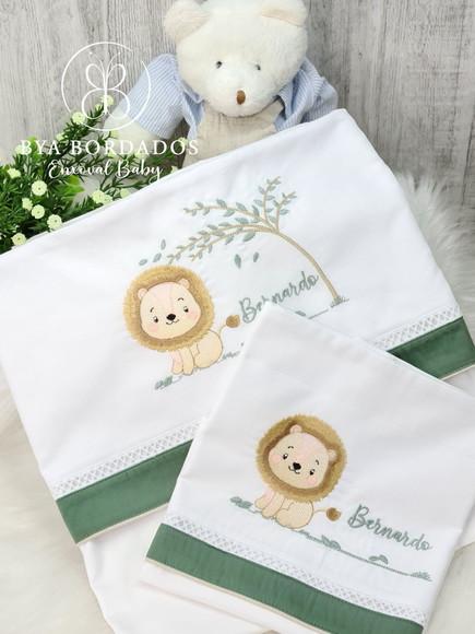 Kit Lençol Berço Safari Menino 03 Peças