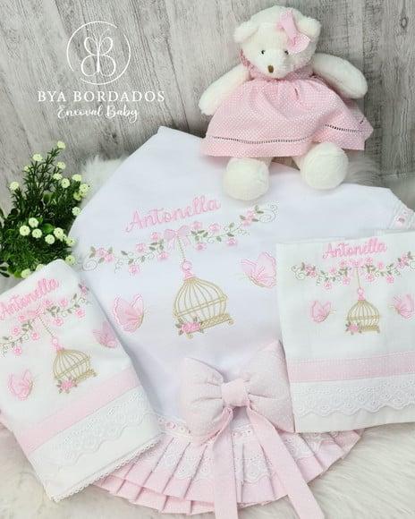 Kit Manta e Fraldas Bebê Personalizada Jardim Encantado