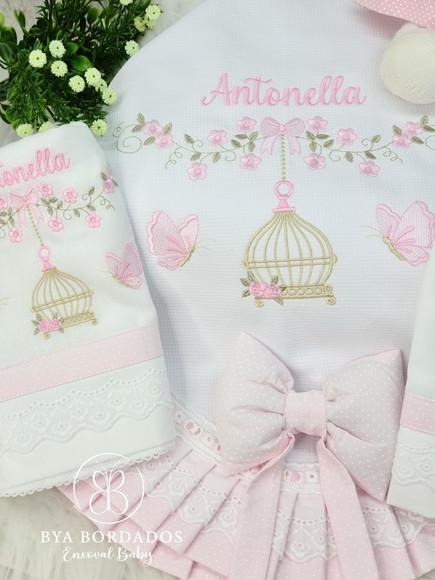 Kit Manta e Fraldas Bebê Personalizada Jardim Encantado
