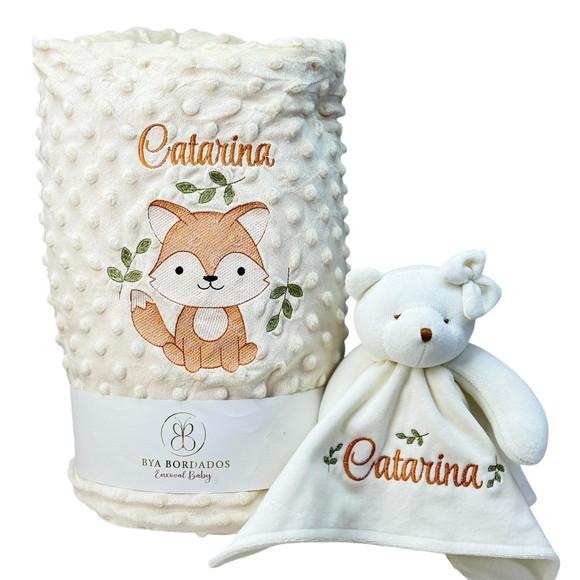 Kit Presente Cobertor e Naninha Personalizados Raposinha