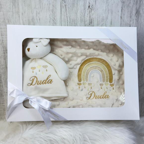 Kit Presente Cobertor e Naninha Personalizados Boho