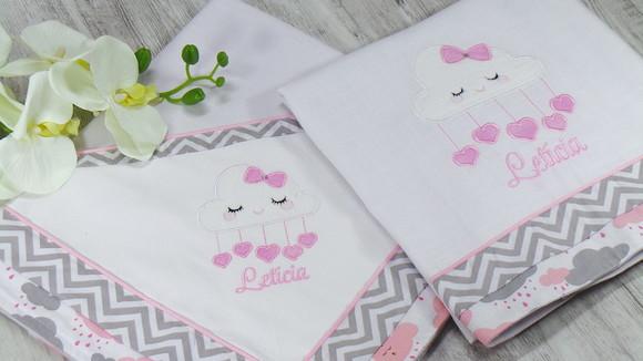 Kit Toalha Fralda e Cueiro Chuva de Amor