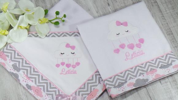 Kit Toalha Fralda e Cueiro Chuva de Amor
