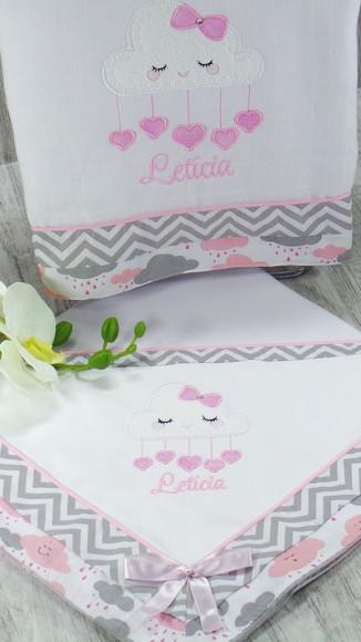 Kit Toalha Fralda e Cueiro Chuva de Amor