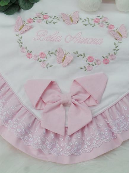 Manta Bebê em Piquet Personalizada Borboletas 3d
