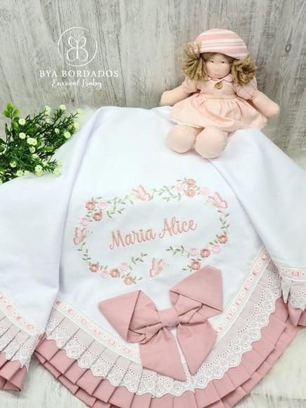 Manta Luxo Bebê em Piquet Bordada