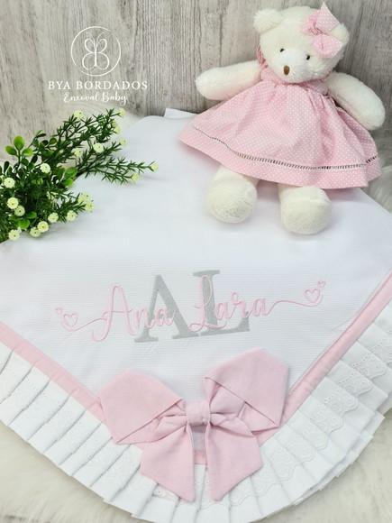 Manta Luxo Bebê em Piquet Bordada