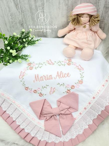 Manta Luxo Bebê em Piquet Bordada