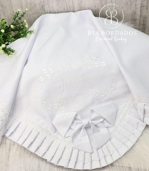 Manta Luxo Bebê em Piquet Bordada