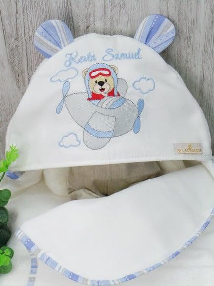 Toalha Capuz Personalizada Urso Aviador
