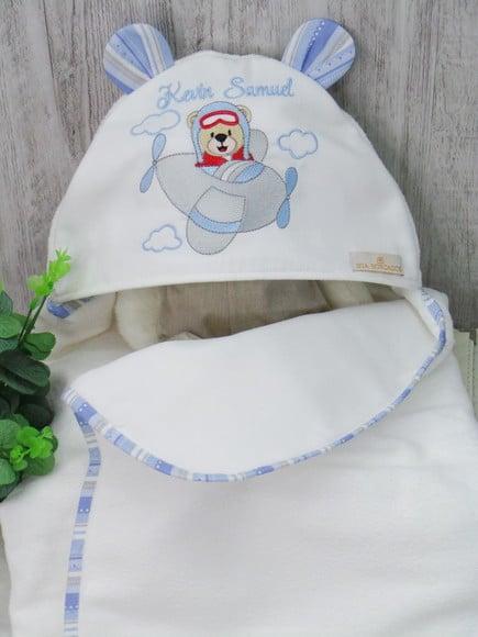 Toalha Capuz Personalizada Urso Aviador