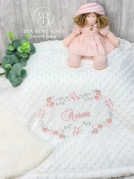 Cobertor Bebê Personalizado Flores e Borboletas