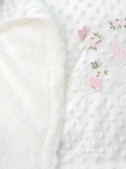 Cobertor Bebê Personalizado Flores e Borboletas