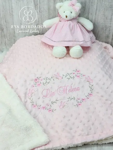 Cobertor Bebê Personalizado Flores e Borboletas
